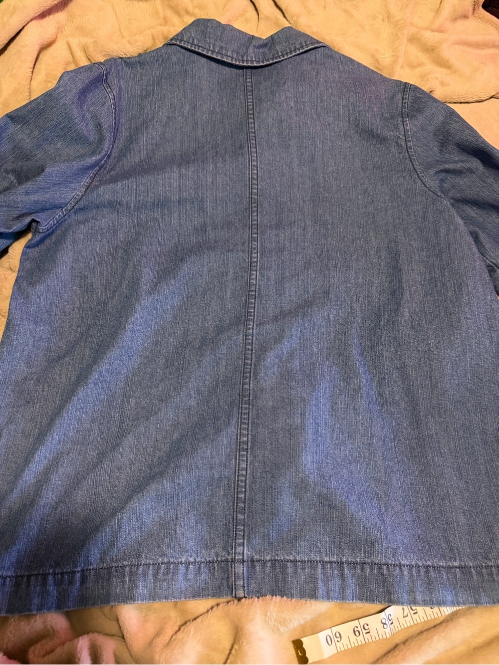 Classic Elements Blue Denim Jacket Floral Embroidery Vintage Cotton size Large - Picture 2 of 7